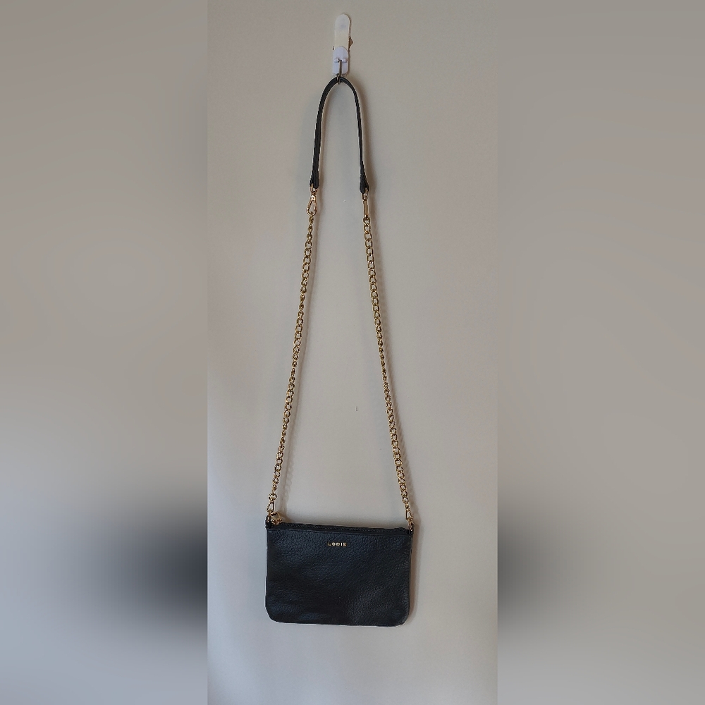 Lodis Leather Crossbody Wristlet Bag Black 5 In 1 Emily Purse Gold Chain Strap